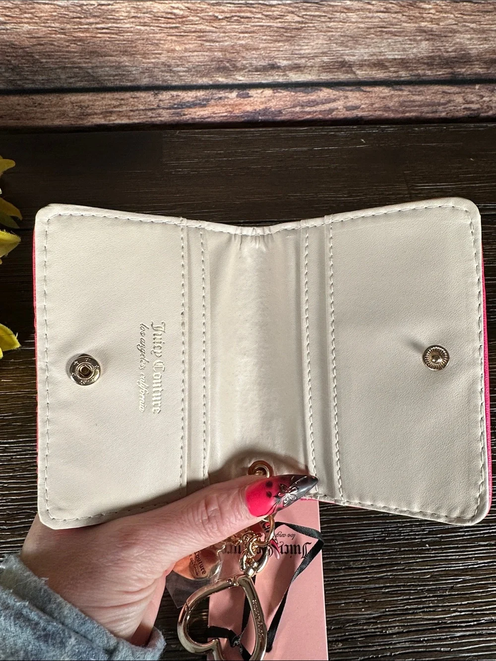 NWT! Juicy Couture Not your Babe Card Case & Key Fab in Pink Flash!